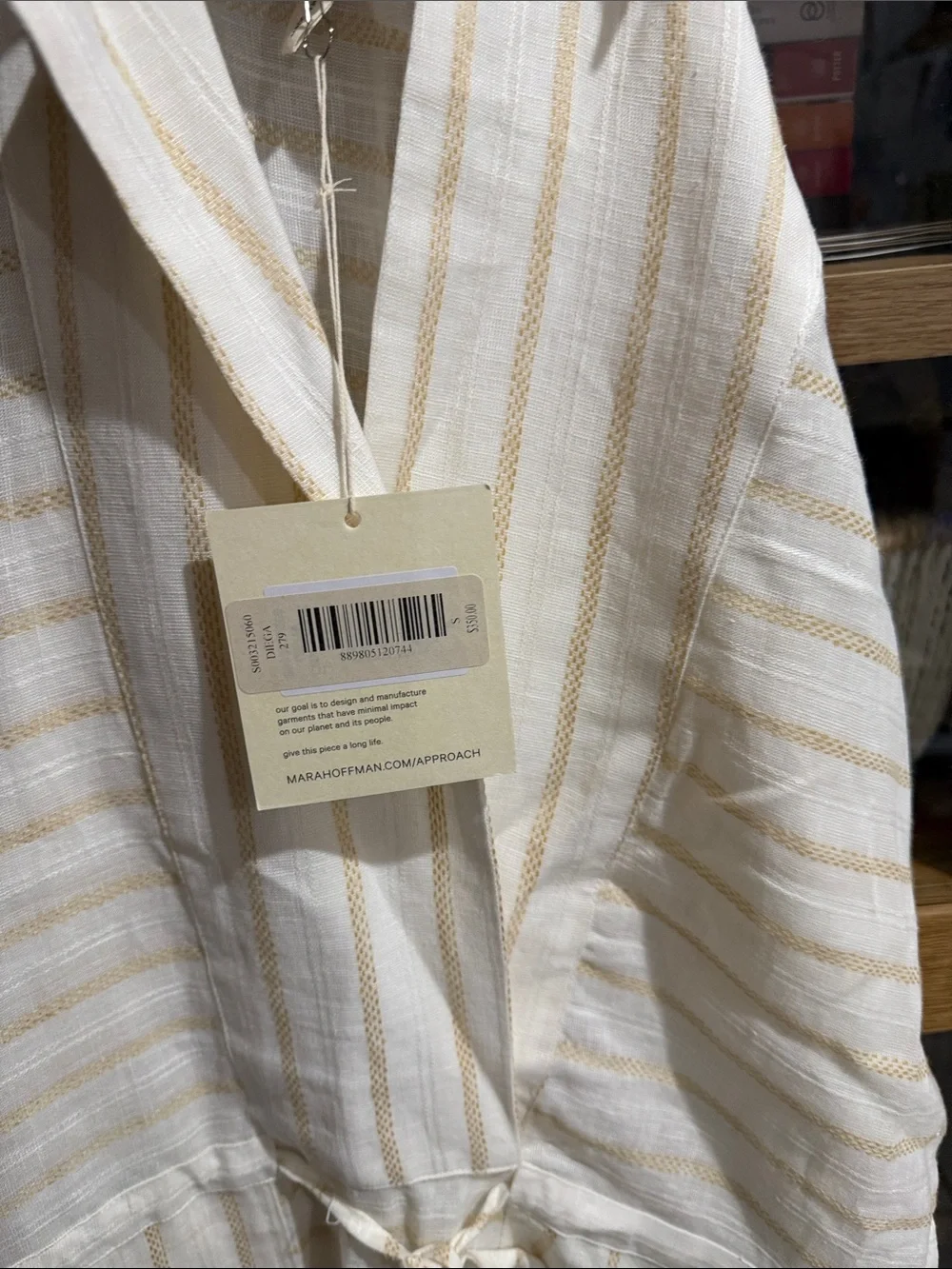 NEW Mara Hoffman Diega Cover Up Dress in Breezy White Gold Stripes S Small
